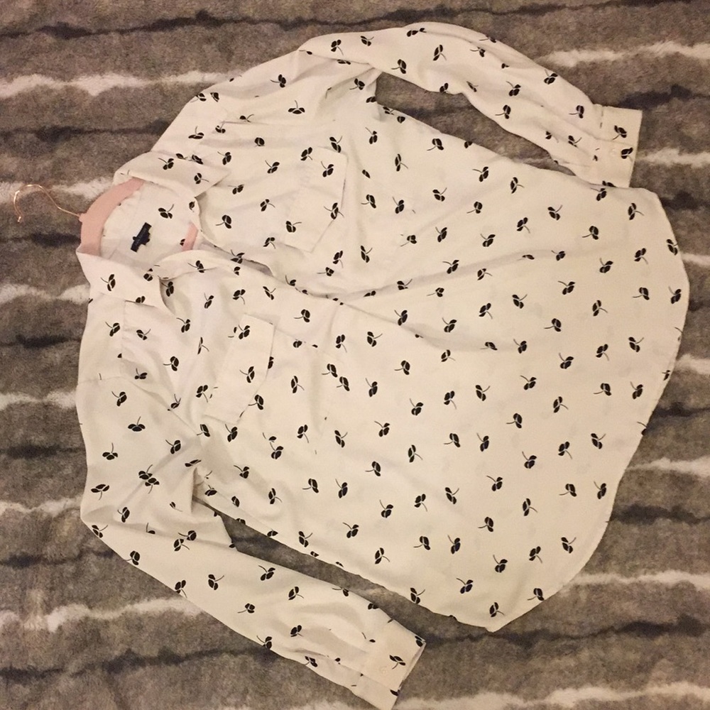 White Patterned Ann Taylor Blouse